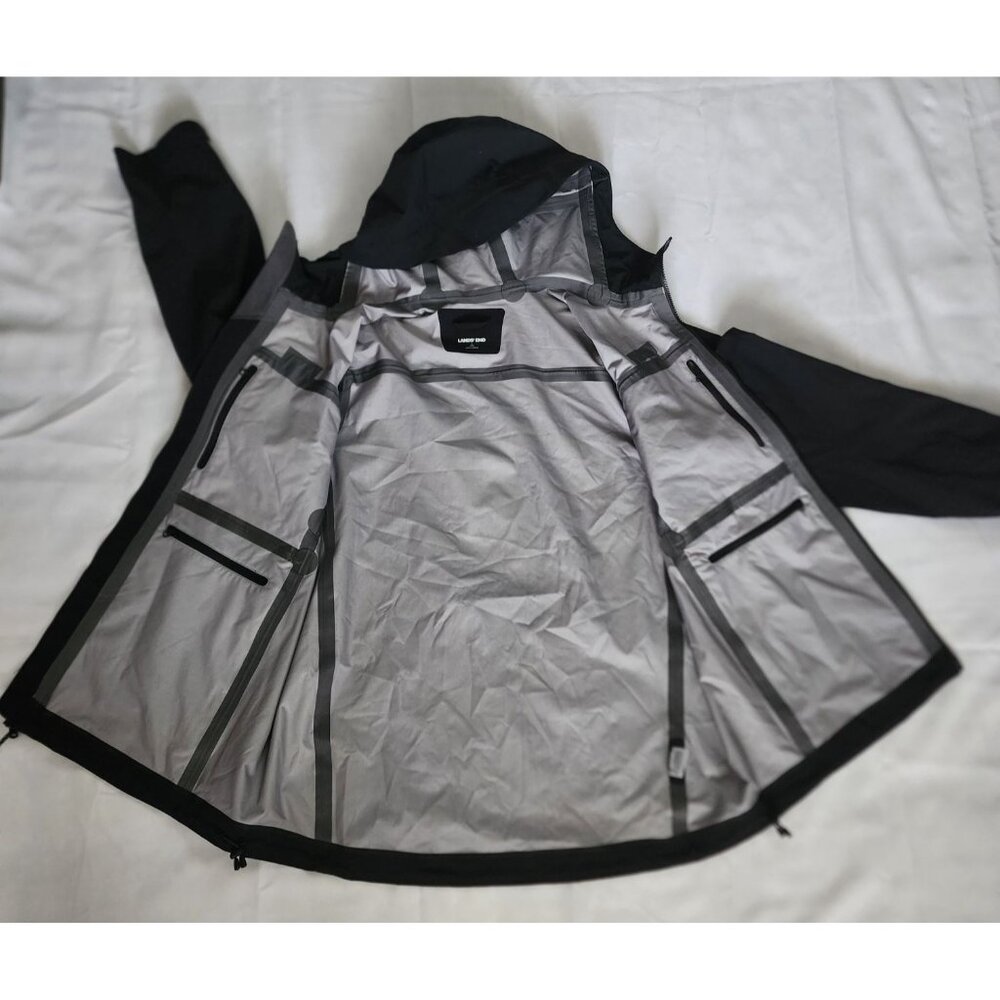 Lands' End‎ Kids Unisex Black Full Zip Front Hooded Windbreaker Size L (14-16) - Picture 7 of 14